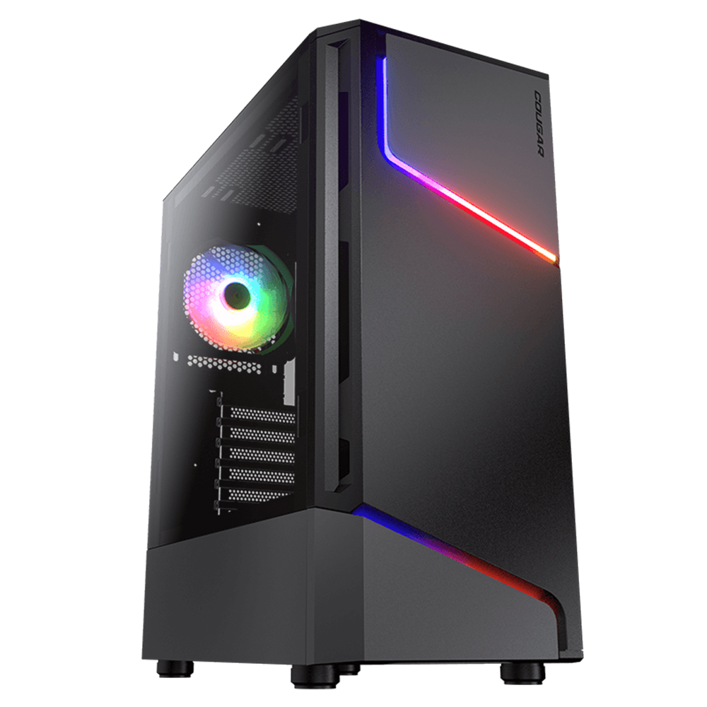 GABINETE COUGAR MX360 RGB VIDRIO TEMP BLACK 1FAN