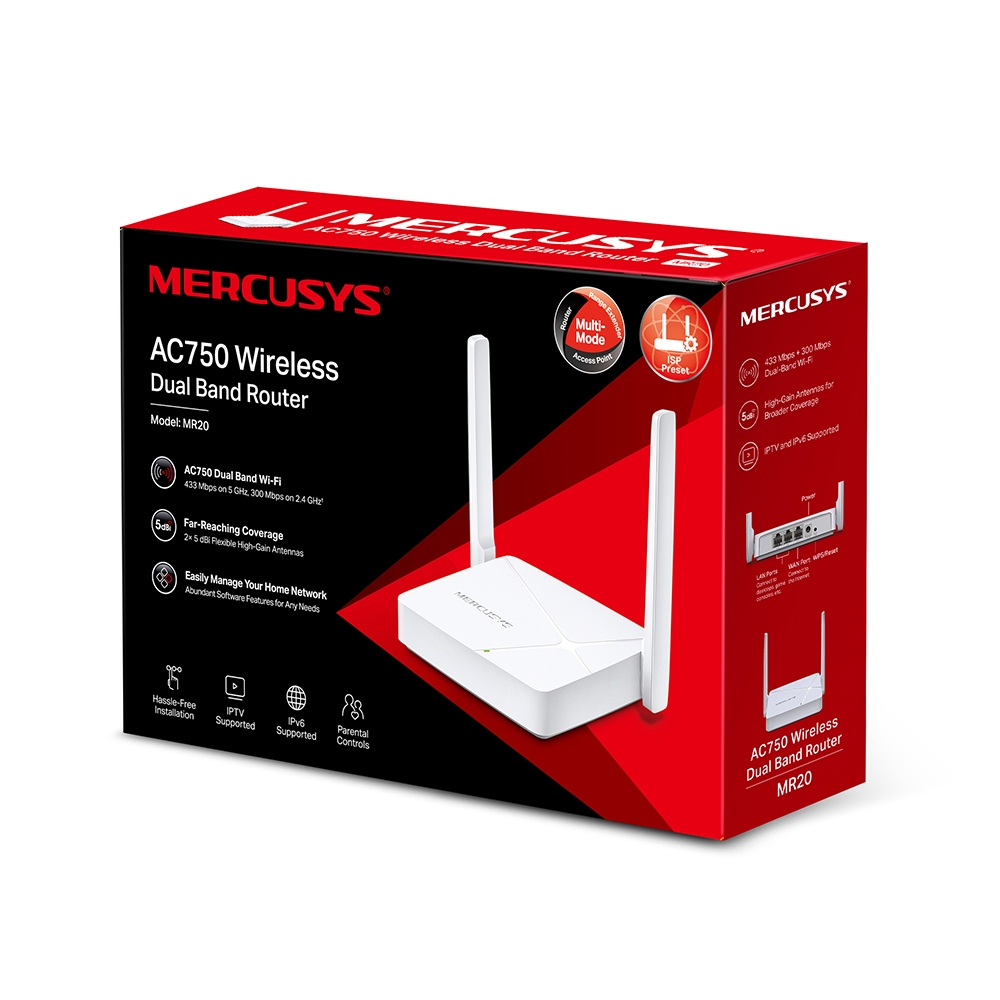 MERCUSYS ROUTER MR20 AC750 3X1